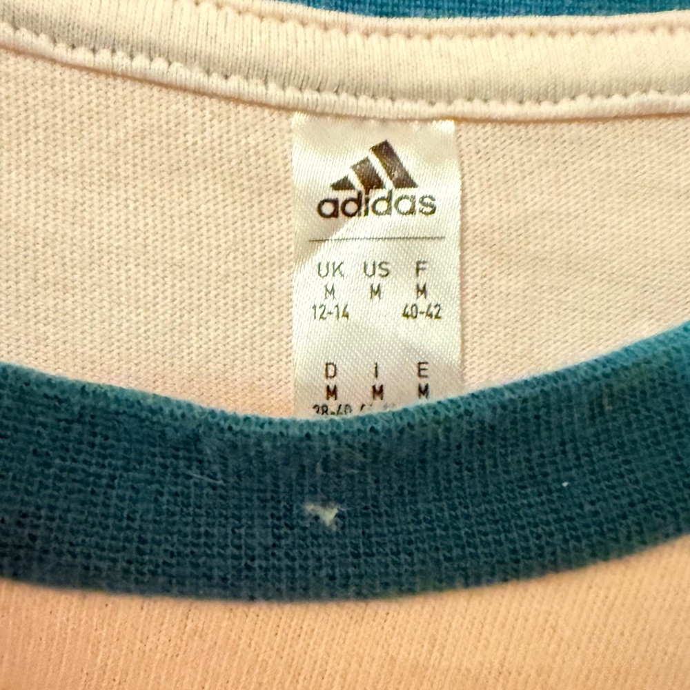 Adidas White and Teal Shirt